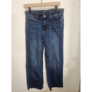 J.Jill Denim Wide Leg Dark Wash Raw Hem Petite Jeans Size 8P